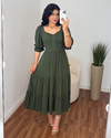 Vestido mídi Tulum verde oliva - comprar online
