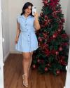 Vestido curto Cecília Azul - comprar online
