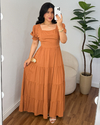 Vestido longo liso caramelo - comprar online