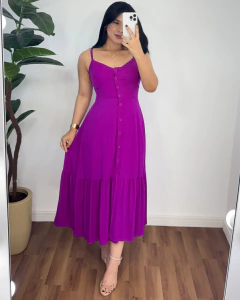 Vestido mídi Lia fúcsia - comprar online