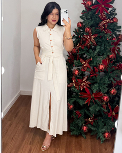 Conjunto linho saia e blusa Cru - comprar online