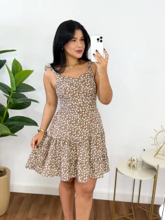 Vestido Liberty curto marrom - comprar online
