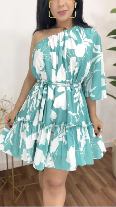 Vestido Nula Manga Mayla Estampa Verde - MM Conceito