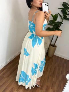 Vestido Mullet estampa azul na internet
