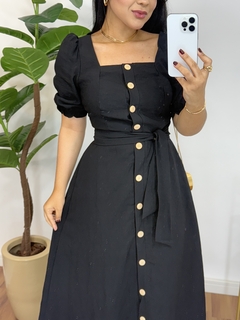 Vestido Lary em botões Preto - loja online