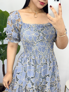 Vestido Mídi em Gripir azul - MM Conceito