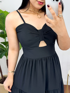 Vestido longo de alça Milene preto - comprar online