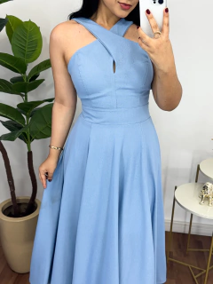 Vestido em linho Vick Azul - loja online