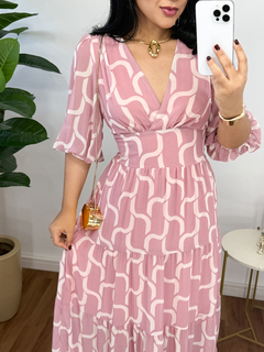 Vestido Longo Arielly estampado rose - loja online