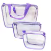 Kit com 3 necessaire TAMANHOS DIFERENTES transparente LILÁS