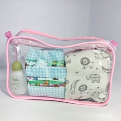 kit 1 necessaire 23x15+sabonete pré+polvo cuidado facial