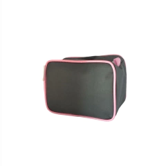 Kit com 3 necessaires com 3 tamanhos diferentes inteira NAILON (tecido) CINZA COM A BORDA ROSA - loja online