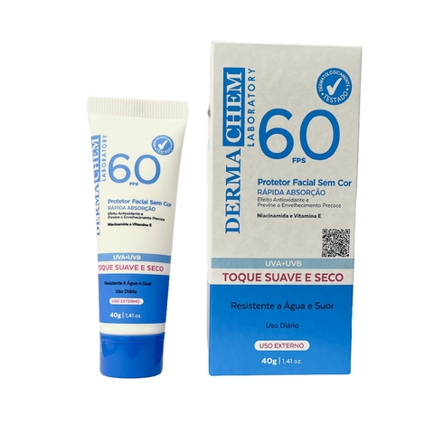 PROTETOR SOLAR FACIAL SEM COR 40G FPS60 DERMACHEM