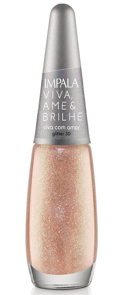 Esmalte Impala Viva Ame E Brilhe Glitter 3D