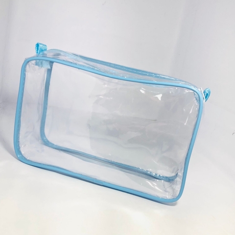 Kit com 2 necessaire Transparente 23x15 viagem, maquiagem, esmalte, organizadora, multiuso