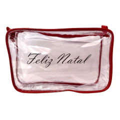 Necessaire 23x15 transparente para presente personalizada FELIZ NATAL
