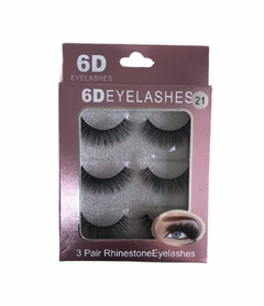 Kit com 3 pares de cílios postiços 21 6D Eyelashes