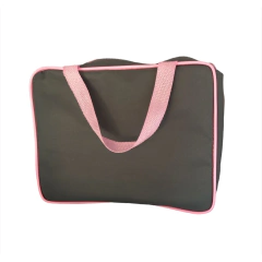 Kit com 3 necessaires com 3 tamanhos diferentes inteira NAILON (tecido) CINZA COM A BORDA ROSA na internet