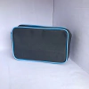 Necessaire inteira NAILON (tecido) CINZA com BORDA AZUL 23x15