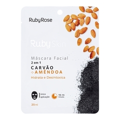 Máscara facial de tecido Carvão + Amêndoa Ruby Skin Ruby Rose