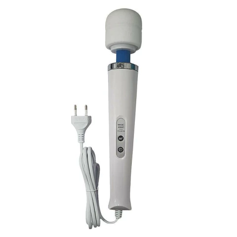 Varinha mágica Love Magic, modelo macia e super flexível, com 10 vibrações, bivolt, medindo 32cm de comprimento e 5,8cm de diâmetro.