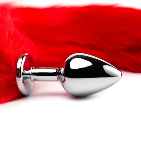 Plug Anal Rabo de Raposa Vermelho 40 cm Tamanho M