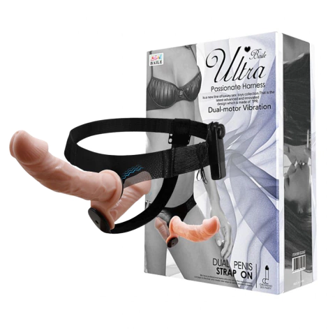 Cinta Dupla Penetração com Vibração Ultra Passionate Harness Baile 17cm x 4,5 cm e 11cm x 4cm Regulável