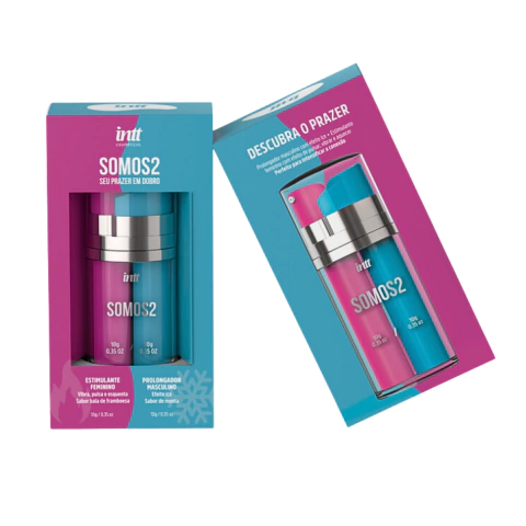 SOMOS 2 Intt Gel Feminino Excitante e Gel Masculino Prolongador Linha Collors 10g Cada