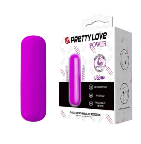 Bullet Capsula Vibratória Recarregável Power Pretty Love Roxo