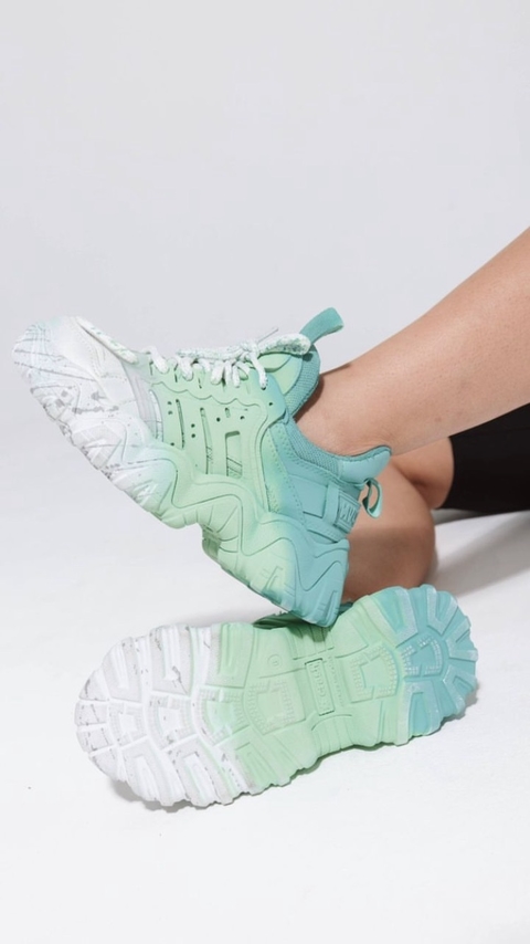 Sneakers Enjoy Print Aqua