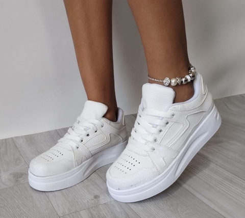 Zapatillas Alma Blanco Con Glitter
