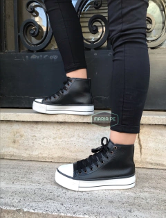 Sneakers Star Plataforma Botitas Negras - tienda online