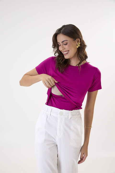 BLUSA DE AMAMENTAÇÃO ROSA FÚCSIA - comprar online