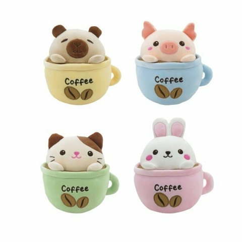 Peluche ANIMALITOS c/Taza Cafe Capybara Chancho Gato