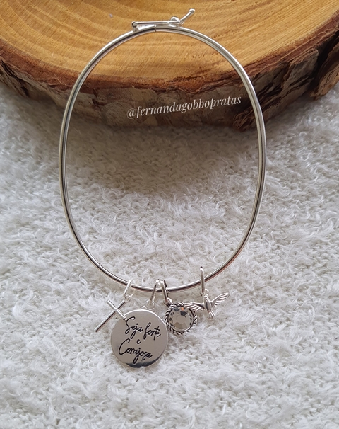 Bracelete 2mm, "Seja Forte e Corajosa"