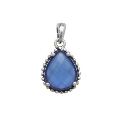 Pingente Envelhecido com Pedra Azul Gota