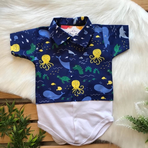 Body Camisa Fundo do Mar
