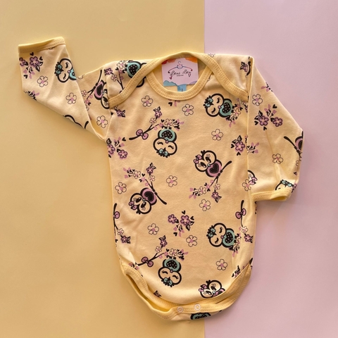 BODY MANGA LONGA ESTAMPADO - CORUJINHA