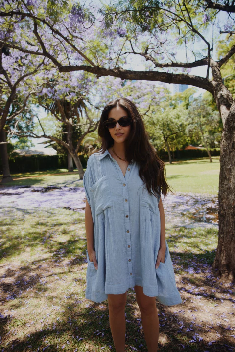 Vestido Magnolia Celeste - PREVENTA despacha a partir del 19.12 - comprar online