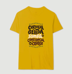 Camisa "CERVEJA GELADA, SAMBA E CONSCIÊNCIA DE CLASSE" AMARELA - Mulher Preta Soul