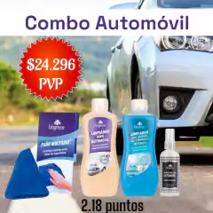 Combo Automóvil Limpiador vidrios, alfombras y tapizados + Limpiador Automóvil + Paño Multiuso + Aromatizante