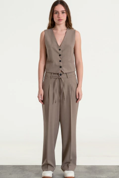 Pantalón sastrero recto con lazo (UNIQ) - tienda online