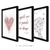Conjunto 3 Quadros Decorativos - Coração com Glitter, Frase, Versículo, Mulher com Pássaros - comprar online