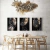 Trio de Quadros Decorativos - Mulheres Negras, Maquiagem Dourada, Ouro