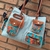 Bolsa Jeans com couro e estampa digital