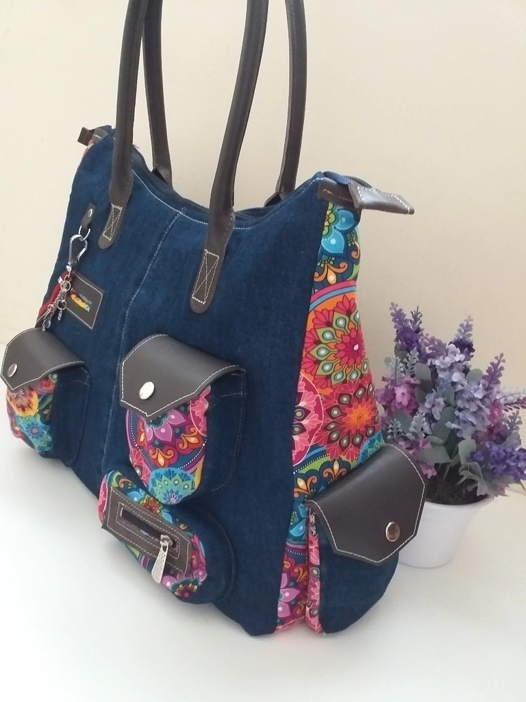 Bolsa Jeans com couro e estampa digital (SOB ENCOMENDA)