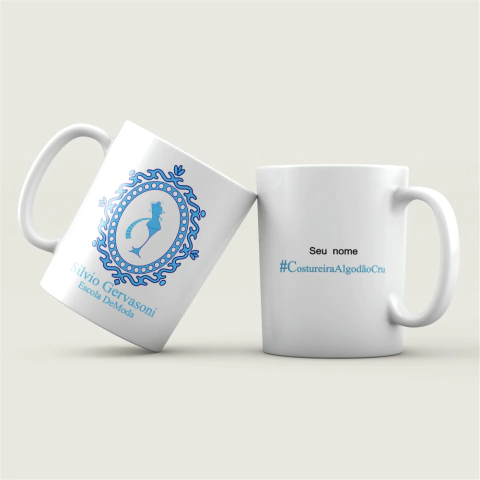Caneca de Porcelana com logo Silvio Gervasoni - #AlgodãoCru + Seu Nome