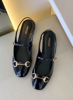 Slingback Arezzo Verniz Preto na internet