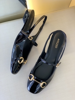 Slingback Arezzo Verniz Preto - comprar online
