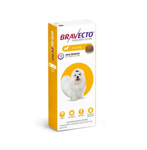 Anti-pulgas y garrapatas Bravecto 2kg a 4.5kg $36.800 - comprar online